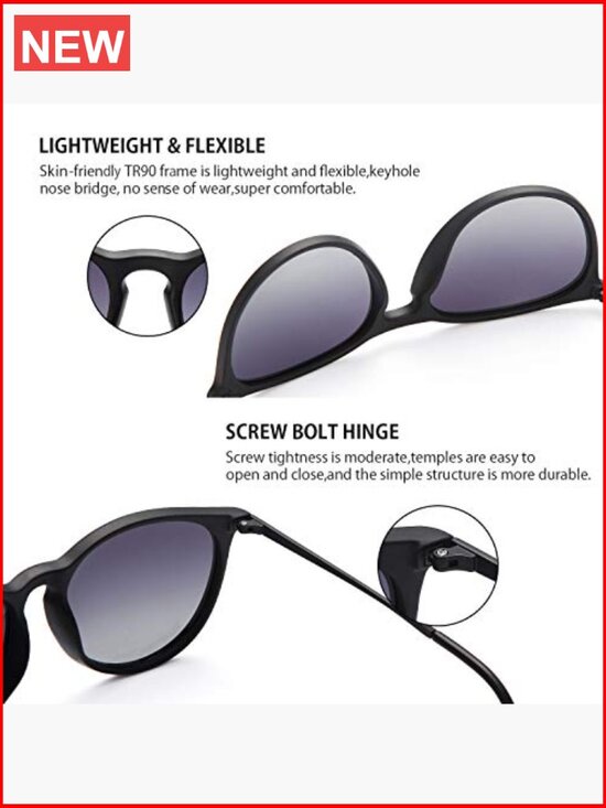 Polarized UV Protection Round Mirrored Lens Sunglasses main image 6